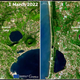 Imágenes satelitales de Lago d’Averno tomadas con un mes de diferencia.